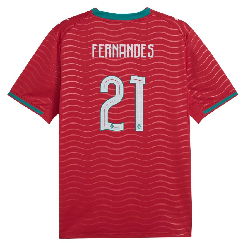 Danxen Mujer Camiseta Portugal Roger Fernandes #21 Rojo Verde Blanco 1ª Equipación 26-28 La Camisa México