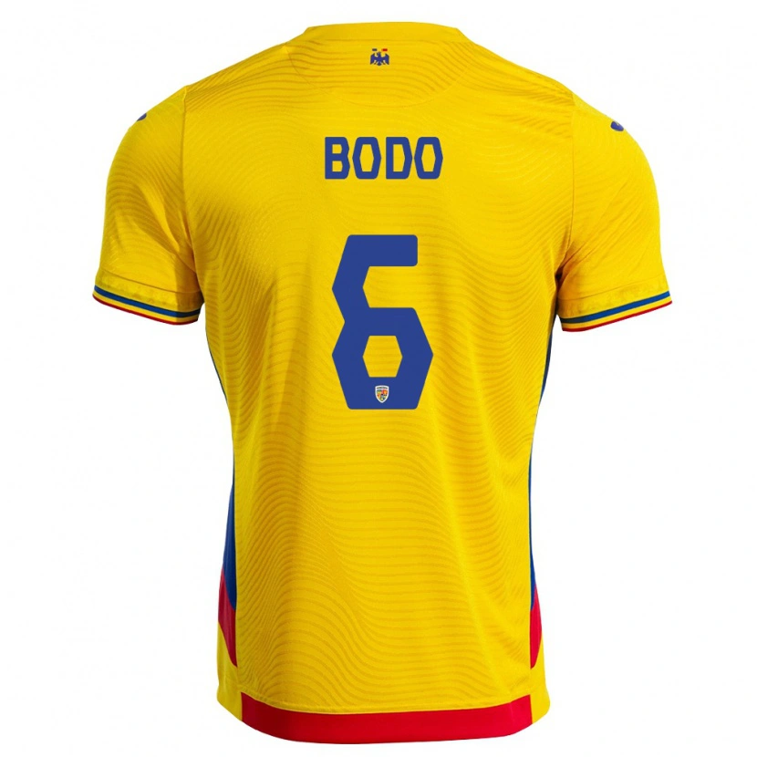 Danxen Mujer Camiseta Rumania Efraim Bödő #6 Amarillo Rojo 1ª Equipación 26-28 La Camisa México