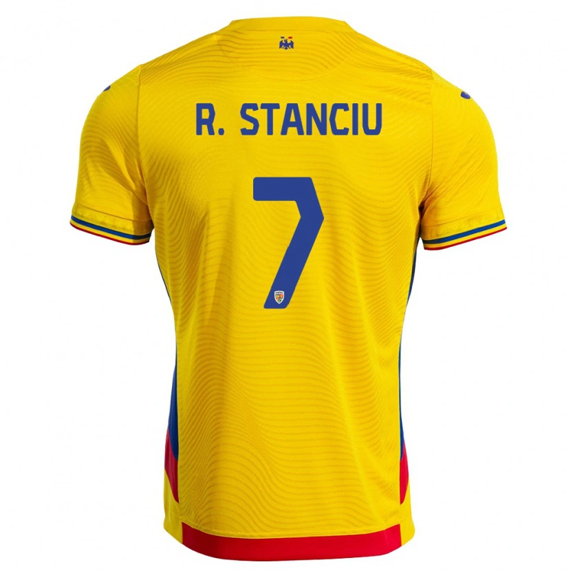 Danxen Mujer Camiseta Rumania Raul Stanciu #7 Amarillo Rojo 1ª Equipación 26-28 La Camisa México