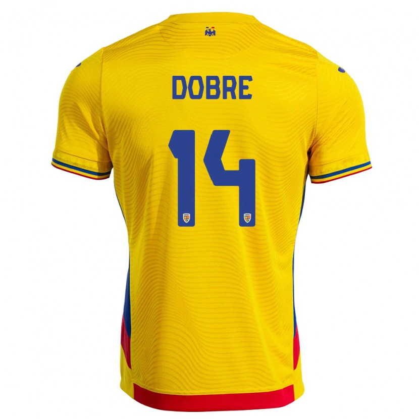 Danxen Mujer Camiseta Rumania Alexandru Dobre #14 Amarillo Rojo 1ª Equipación 26-28 La Camisa México