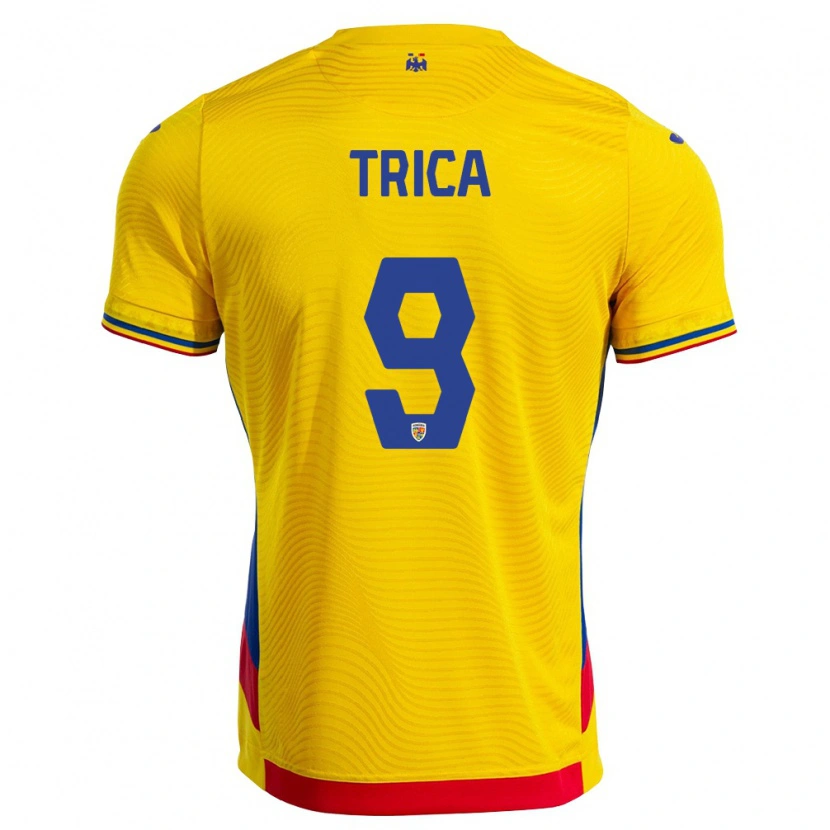 Danxen Mujer Camiseta Rumania Atanas Trică #9 Amarillo Rojo 1ª Equipación 26-28 La Camisa México