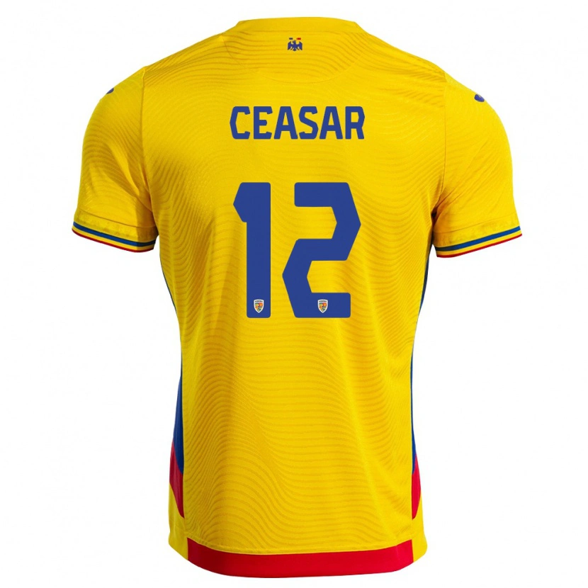 Danxen Mujer Camiseta Rumania Camelia Ceasar #12 Amarillo Rojo 1ª Equipación 26-28 La Camisa México