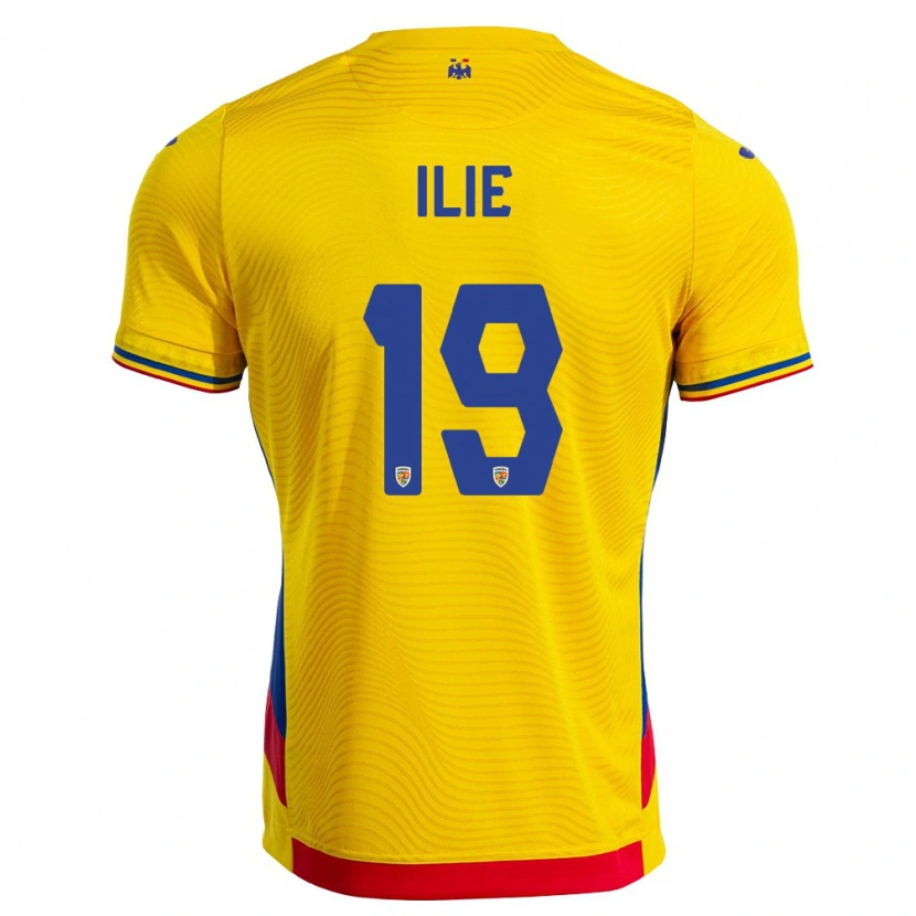 Danxen Mujer Camiseta Rumania Rareș Ilie #19 Amarillo Rojo 1ª Equipación 26-28 La Camisa México
