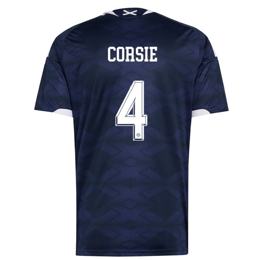 Danxen Mujer Camiseta Escocia Rachel Corsie #4 Marino Blanco 1ª Equipación 26-28 La Camisa México