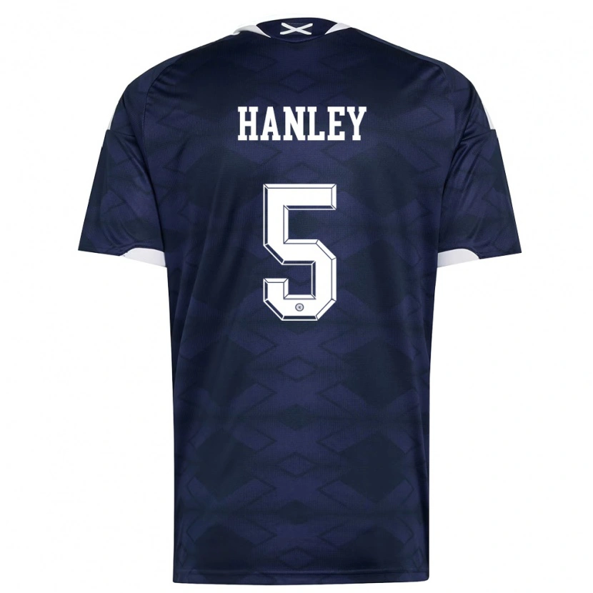 Danxen Mujer Camiseta Escocia Grant Hanley #5 Marino Blanco 1ª Equipación 26-28 La Camisa México