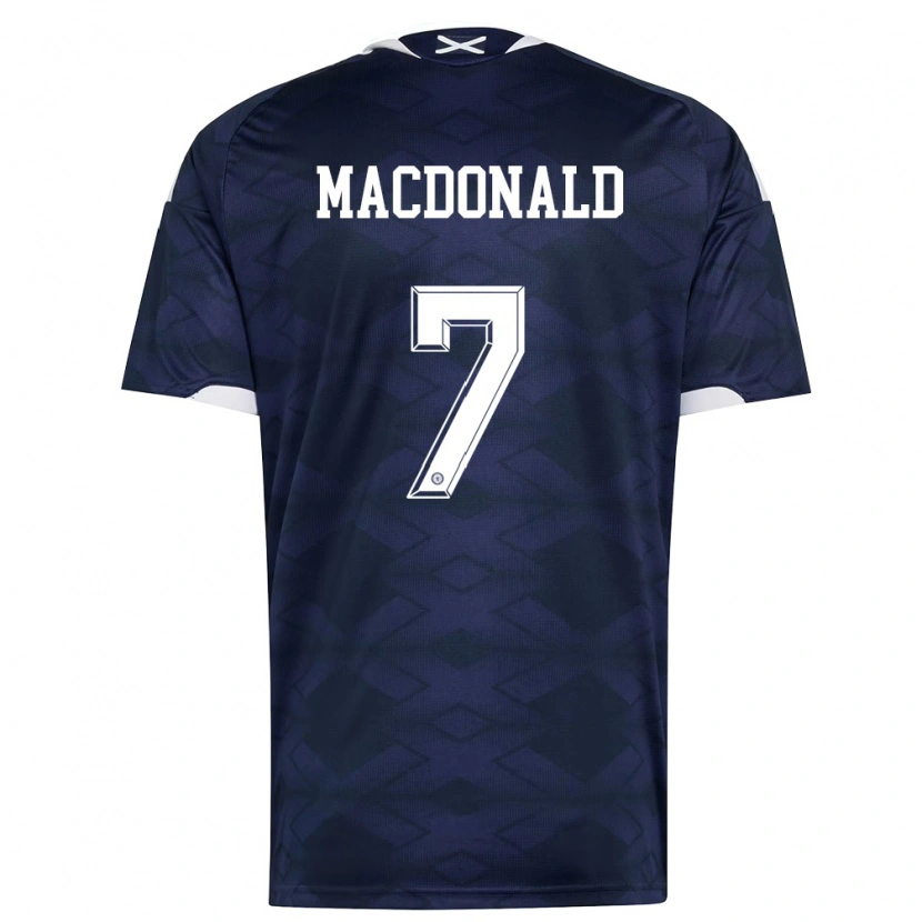 Danxen Mujer Camiseta Escocia Callum Macdonald #7 Marino Blanco 1ª Equipación 26-28 La Camisa México