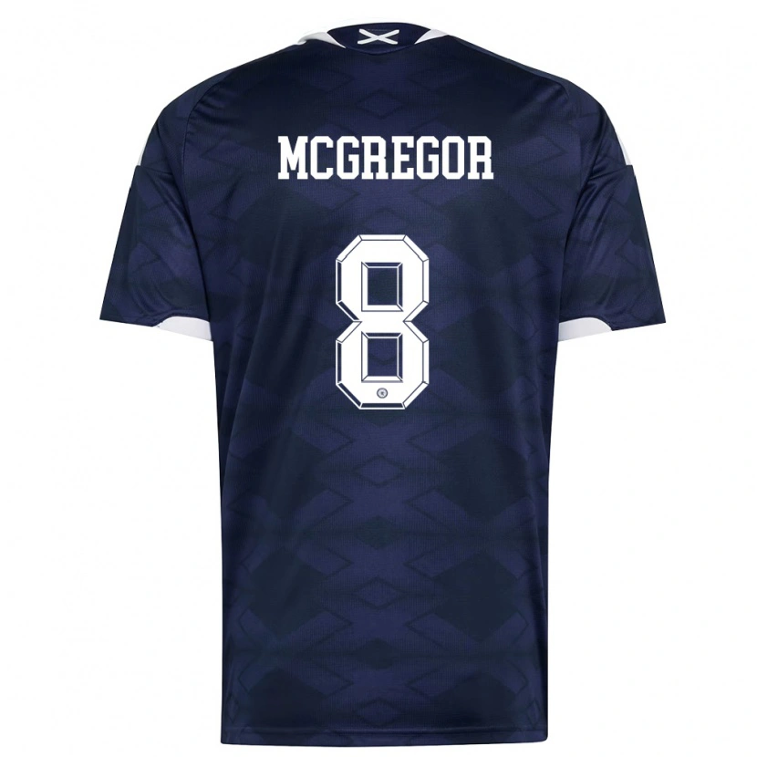 Danxen Mujer Camiseta Escocia Callum Mcgregor #8 Marino Blanco 1ª Equipación 26-28 La Camisa México