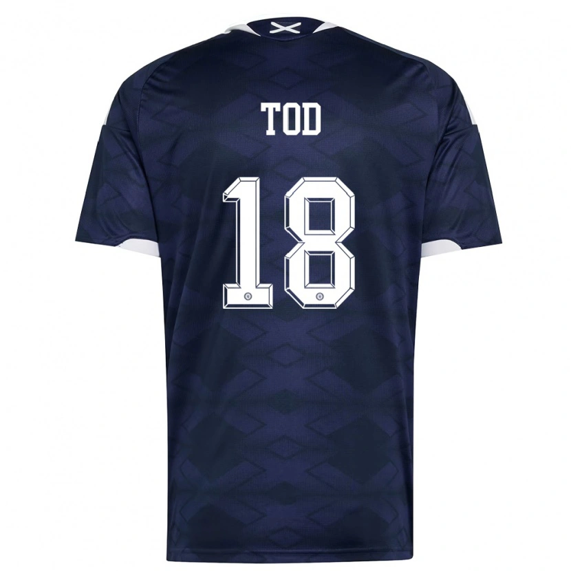 Danxen Mujer Camiseta Escocia John Tod #18 Marino Blanco 1ª Equipación 26-28 La Camisa México