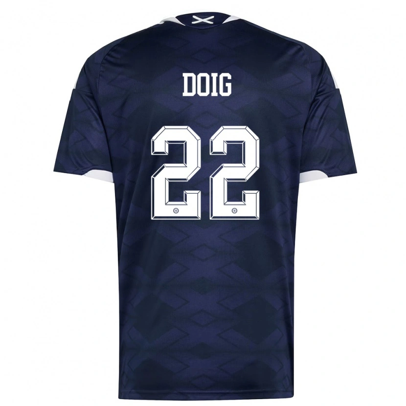 Danxen Mujer Camiseta Escocia Josh Doig #22 Marino Blanco 1ª Equipación 26-28 La Camisa México