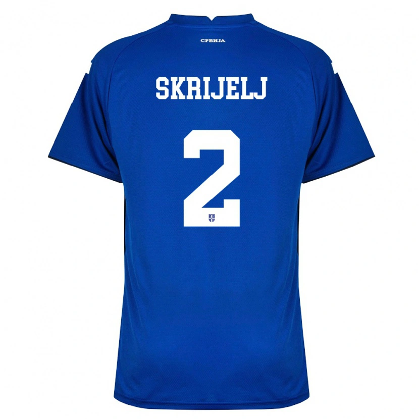 Danxen Mujer Camiseta Serbia Ahmed Skrijelj #2 Marino Rojo 1ª Equipación 26-28 La Camisa México
