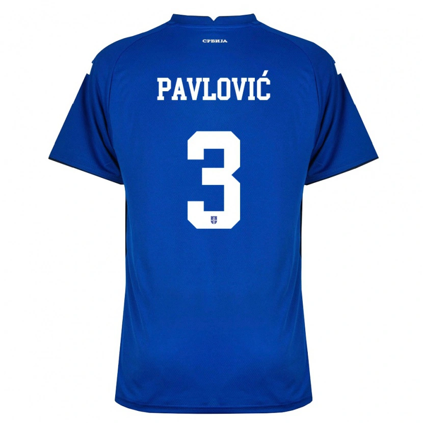 Danxen Mujer Camiseta Serbia Strahinja Pavlović #3 Marino Rojo 1ª Equipación 26-28 La Camisa México
