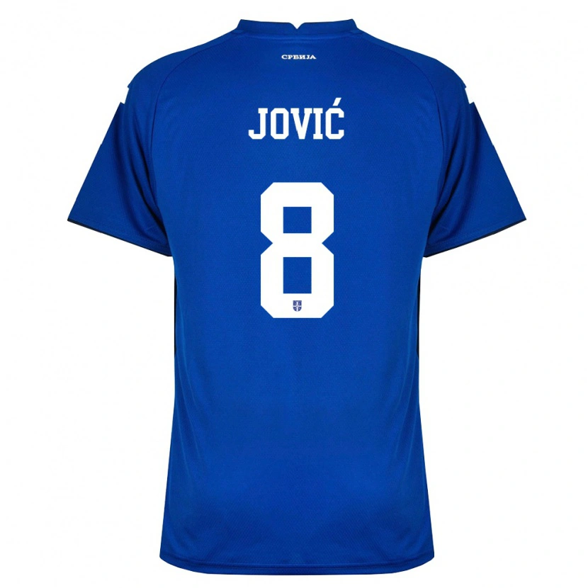 Danxen Mujer Camiseta Serbia Luka Jović #8 Marino Rojo 1ª Equipación 26-28 La Camisa México