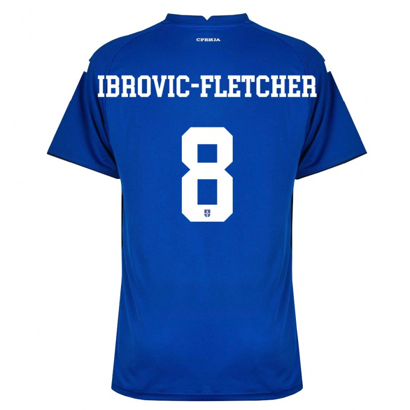 Danxen Mujer Camiseta Serbia Edward Ibrovic-Fletcher #8 Marino Rojo 1ª Equipación 26-28 La Camisa México