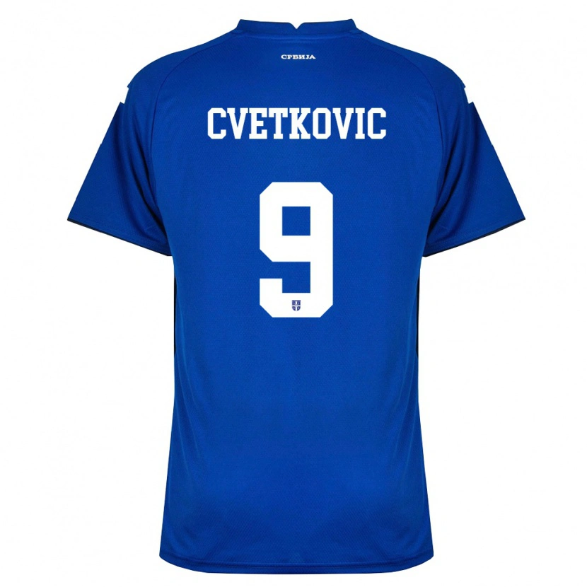 Danxen Mujer Camiseta Serbia Mihajlo Cvetkovic #9 Marino Rojo 1ª Equipación 26-28 La Camisa México