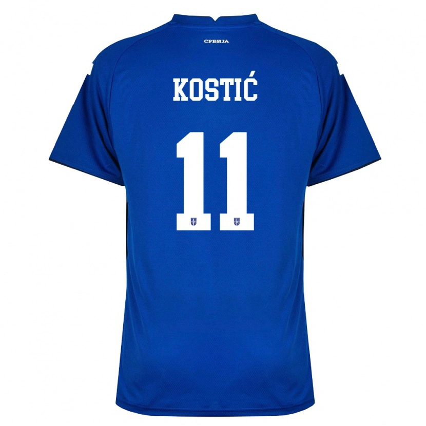 Danxen Mujer Camiseta Serbia Filip Kostić #11 Marino Rojo 1ª Equipación 26-28 La Camisa México