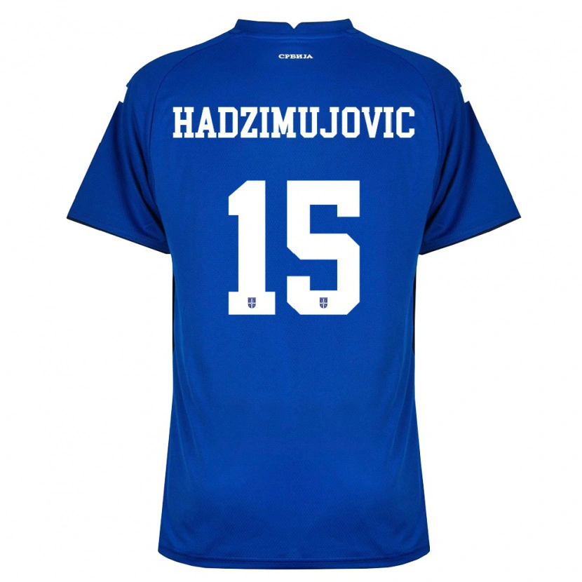 Danxen Mujer Camiseta Serbia Ahmed Hadzimujovic #15 Marino Rojo 1ª Equipación 26-28 La Camisa México