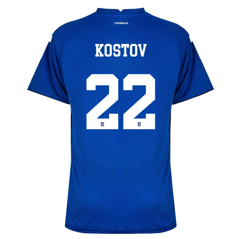 Danxen Mujer Camiseta Serbia Vasilije Kostov #22 Marino Rojo 1ª Equipación 26-28 La Camisa México