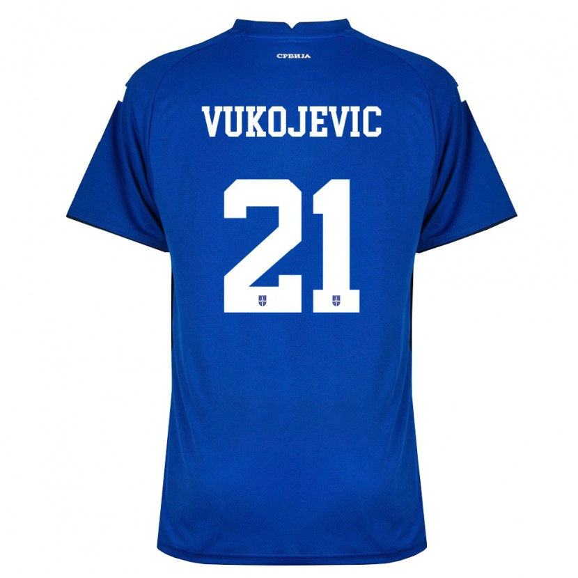 Danxen Mujer Camiseta Serbia Veljko Vukojevic #21 Marino Rojo 1ª Equipación 26-28 La Camisa México