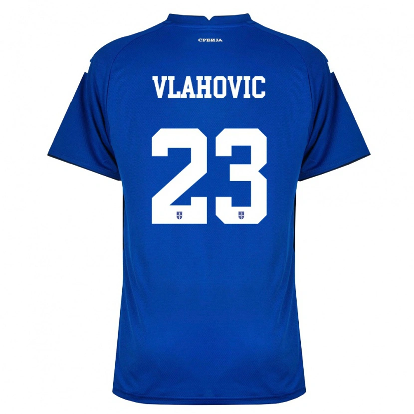 Danxen Mujer Camiseta Serbia Dušan Vlahović #23 Marino Rojo 1ª Equipación 26-28 La Camisa México