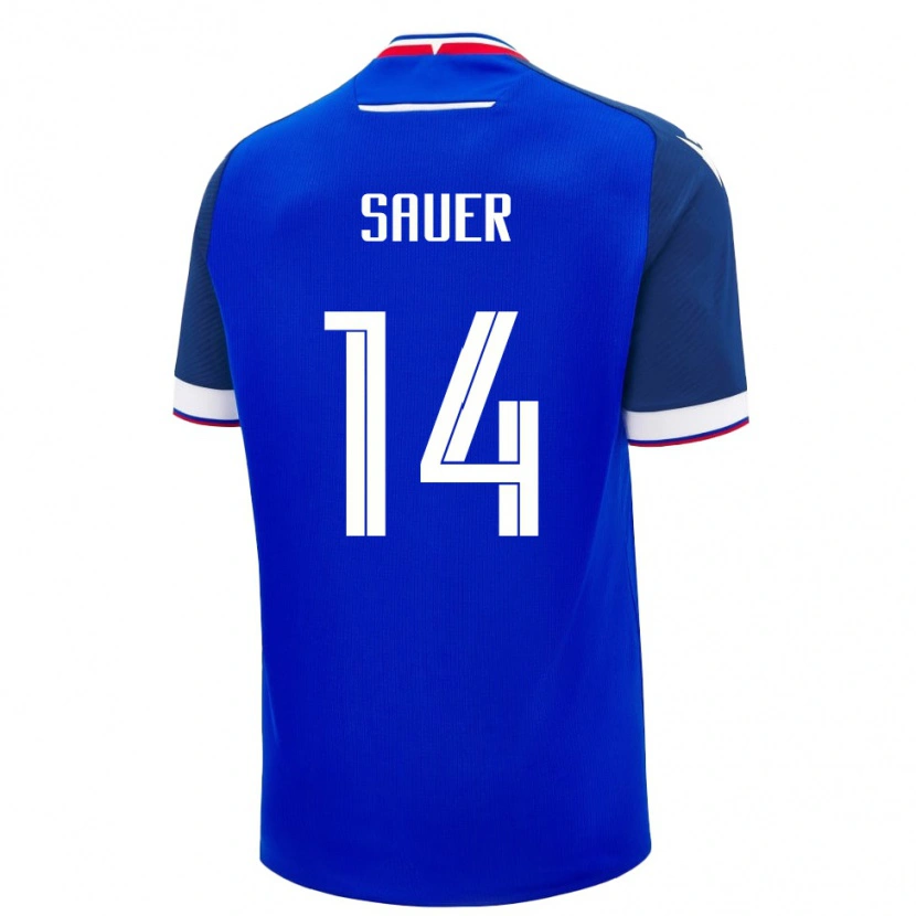 Danxen Mujer Camiseta Eslovaquia Mario Sauer #14 Azul Blanco 1ª Equipación 26-28 La Camisa México