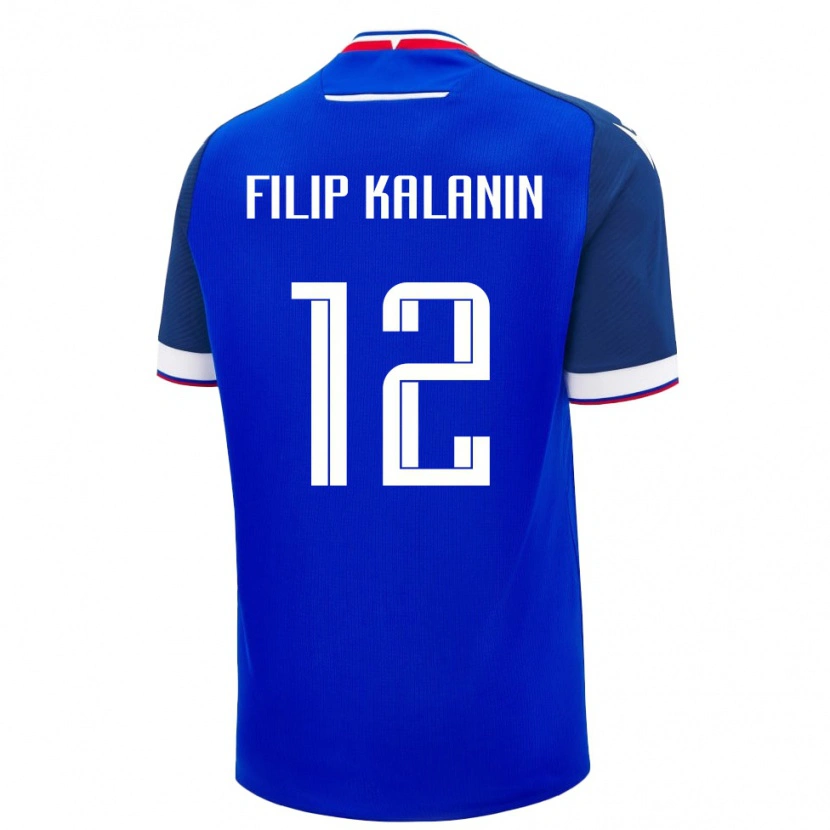 Danxen Mujer Camiseta Eslovaquia Filip Kalanin #12 Azul Blanco 1ª Equipación 26-28 La Camisa México