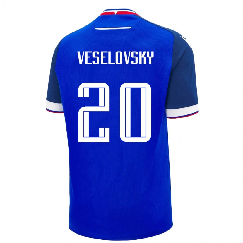Danxen Mujer Camiseta Eslovaquia Dominik Veselovsky #20 Azul Blanco 1ª Equipación 26-28 La Camisa México