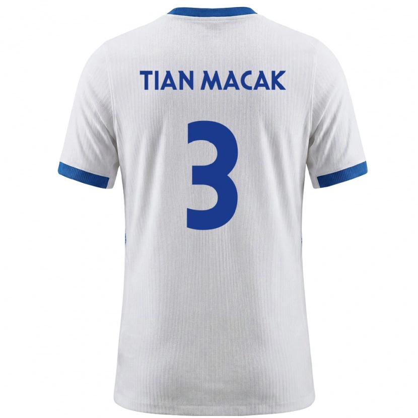 Danxen Mujer Camiseta Eslovenia Tian Macak #3 Blanco Azul 1ª Equipación 26-28 La Camisa México