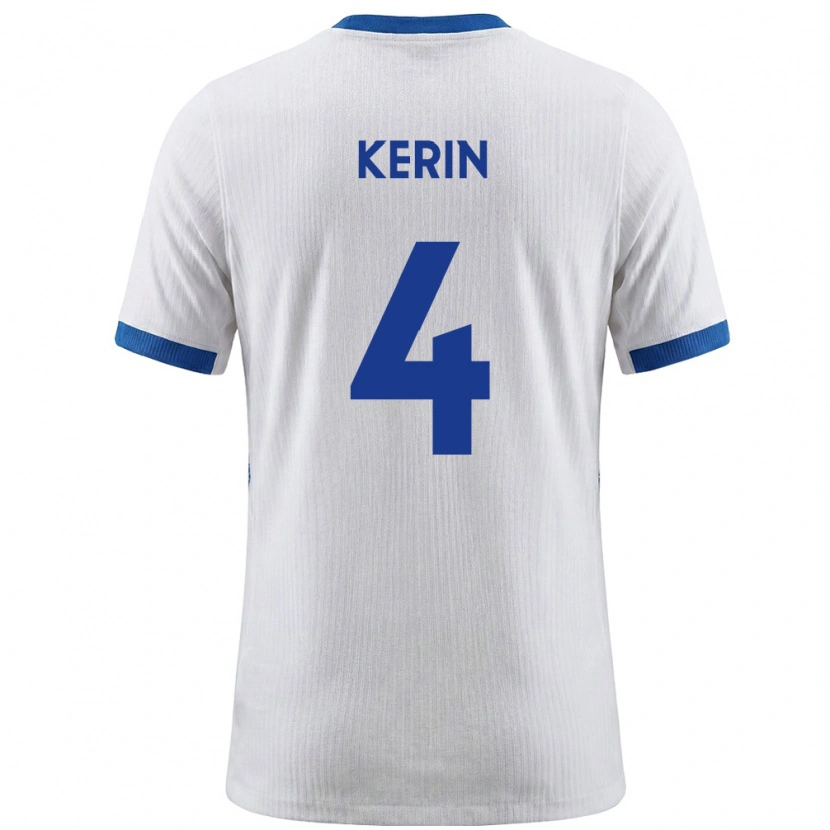 Danxen Mujer Camiseta Eslovenia Mark Kerin #4 Blanco Azul 1ª Equipación 26-28 La Camisa México