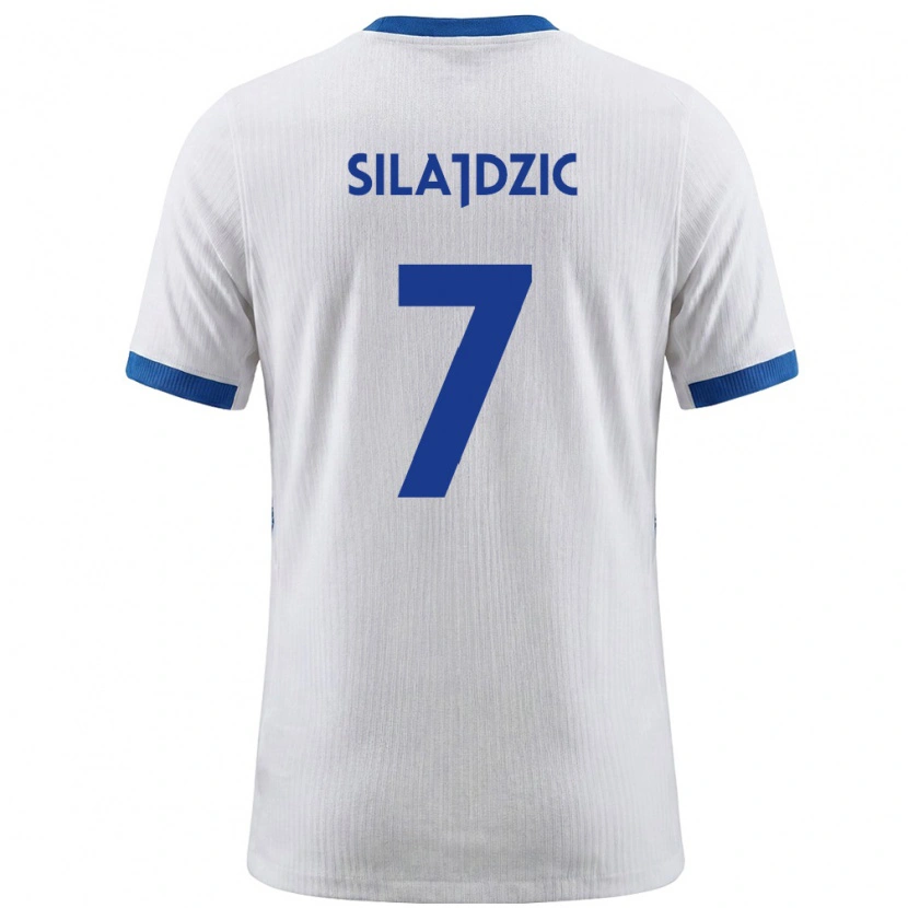 Danxen Mujer Camiseta Eslovenia Riad Silajdzic #7 Blanco Azul 1ª Equipación 26-28 La Camisa México