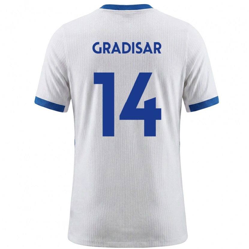 Danxen Mujer Camiseta Eslovenia Nejc Gradisar #14 Blanco Azul 1ª Equipación 26-28 La Camisa México