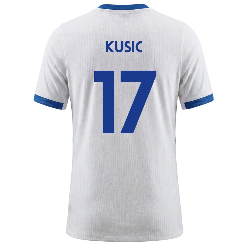 Danxen Mujer Camiseta Eslovenia Luka Kusic #17 Blanco Azul 1ª Equipación 26-28 La Camisa México