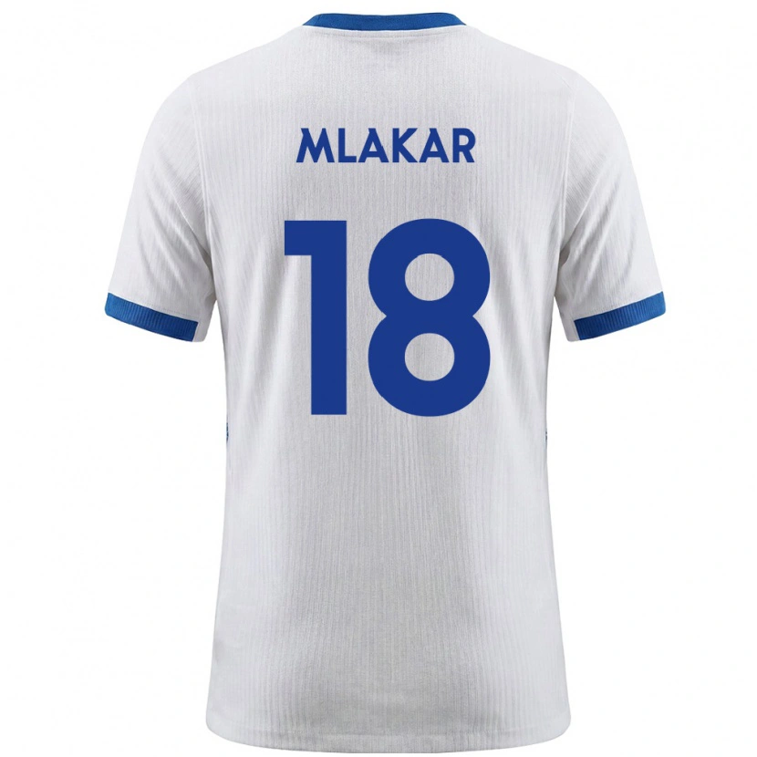 Danxen Mujer Camiseta Eslovenia Luka Mlakar #18 Blanco Azul 1ª Equipación 26-28 La Camisa México