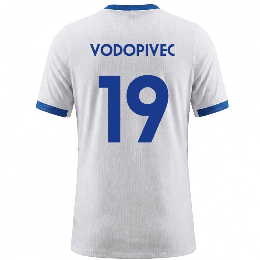 Danxen Mujer Camiseta Eslovenia Aljaz Vodopivec #19 Blanco Azul 1ª Equipación 26-28 La Camisa México