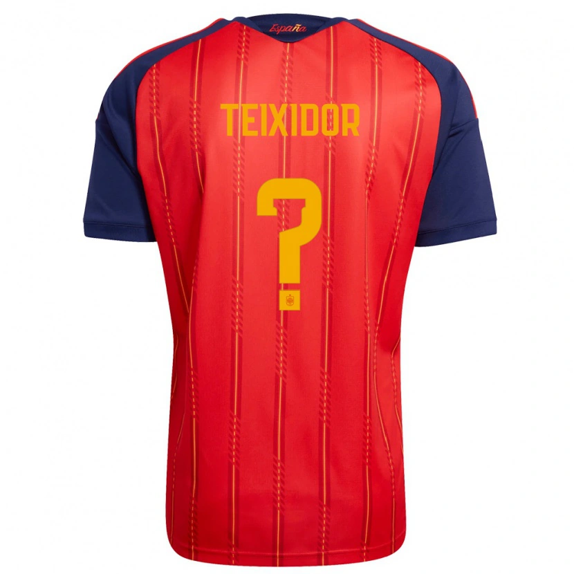 Danxen Mujer Camiseta España Nil Teixidor #0 Rojo Marino Amarillo 1ª Equipación 26-28 La Camisa México