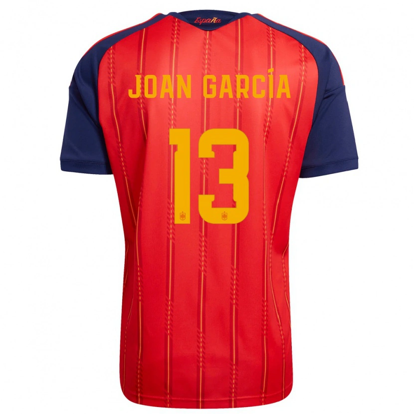 Danxen Mujer Camiseta España Joan García #13 Rojo Marino Amarillo 1ª Equipación 26-28 La Camisa México