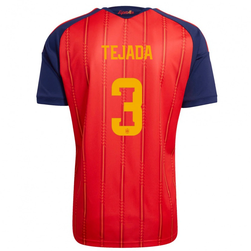 Danxen Mujer Camiseta España Ana Tejada #3 Rojo Marino Amarillo 1ª Equipación 26-28 La Camisa México