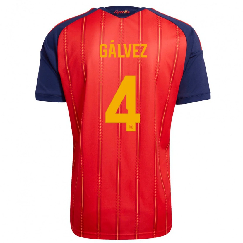 Danxen Mujer Camiseta España Rocio Galvez #4 Rojo Marino Amarillo 1ª Equipación 26-28 La Camisa México