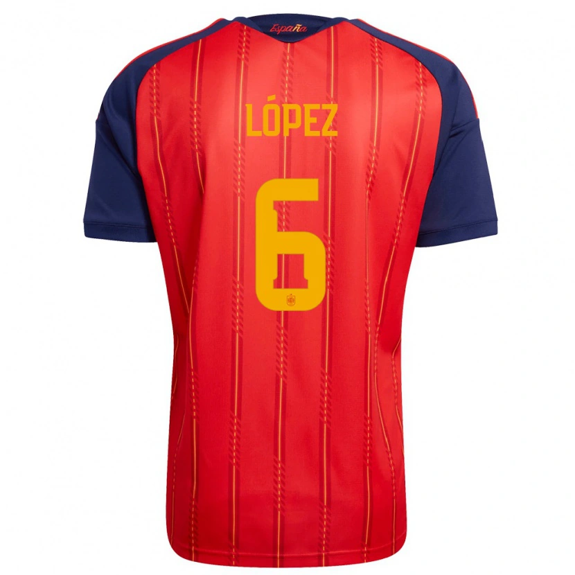 Danxen Mujer Camiseta España Maitane Lopez #6 Rojo Marino Amarillo 1ª Equipación 26-28 La Camisa México