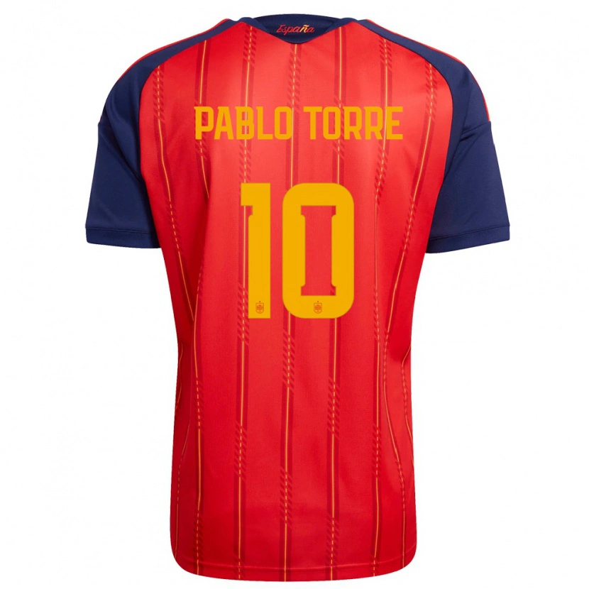 Danxen Mujer Camiseta España Pablo Torre #10 Rojo Marino Amarillo 1ª Equipación 26-28 La Camisa México