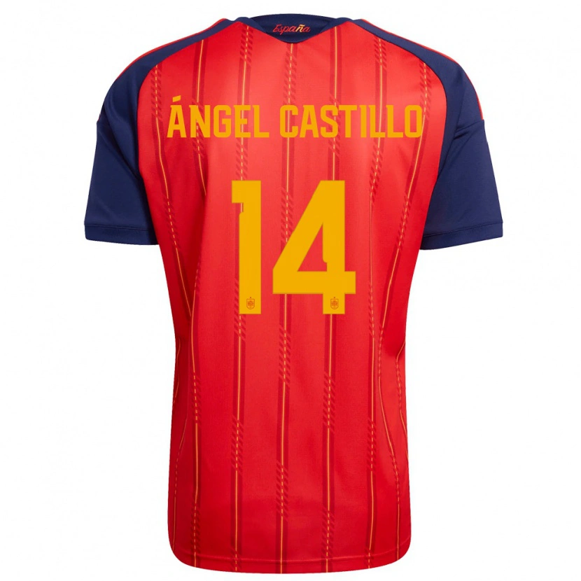 Danxen Mujer Camiseta España Manuel Ángel Castillo #14 Rojo Marino Amarillo 1ª Equipación 26-28 La Camisa México