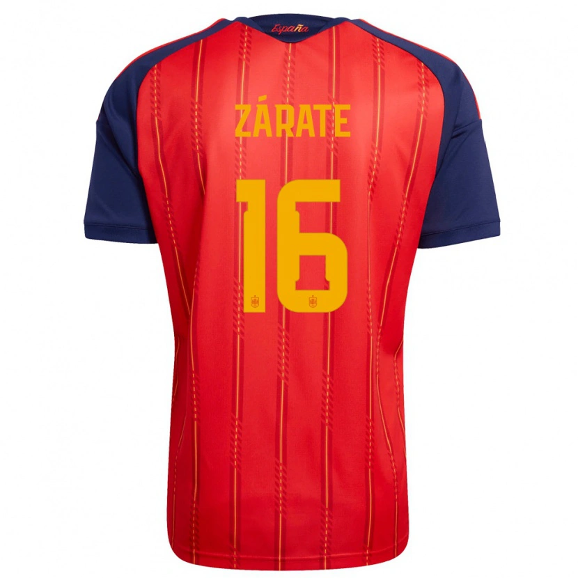 Danxen Mujer Camiseta España Dilan Zárate #16 Rojo Marino Amarillo 1ª Equipación 26-28 La Camisa México