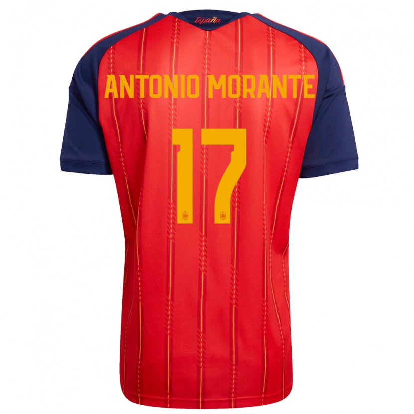 Danxen Mujer Camiseta España José Antonio Morante #17 Rojo Marino Amarillo 1ª Equipación 26-28 La Camisa México