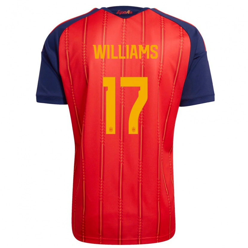 Danxen Mujer Camiseta España Nico Williams #17 Rojo Marino Amarillo 1ª Equipación 26-28 La Camisa México
