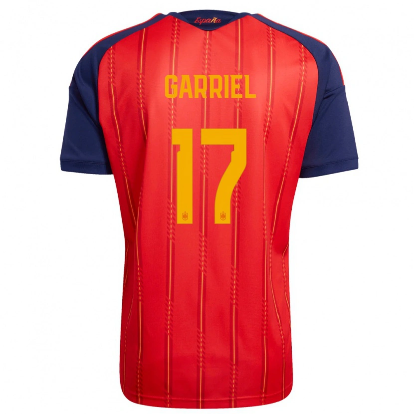 Danxen Mujer Camiseta España Ivan Garriel #17 Rojo Marino Amarillo 1ª Equipación 26-28 La Camisa México