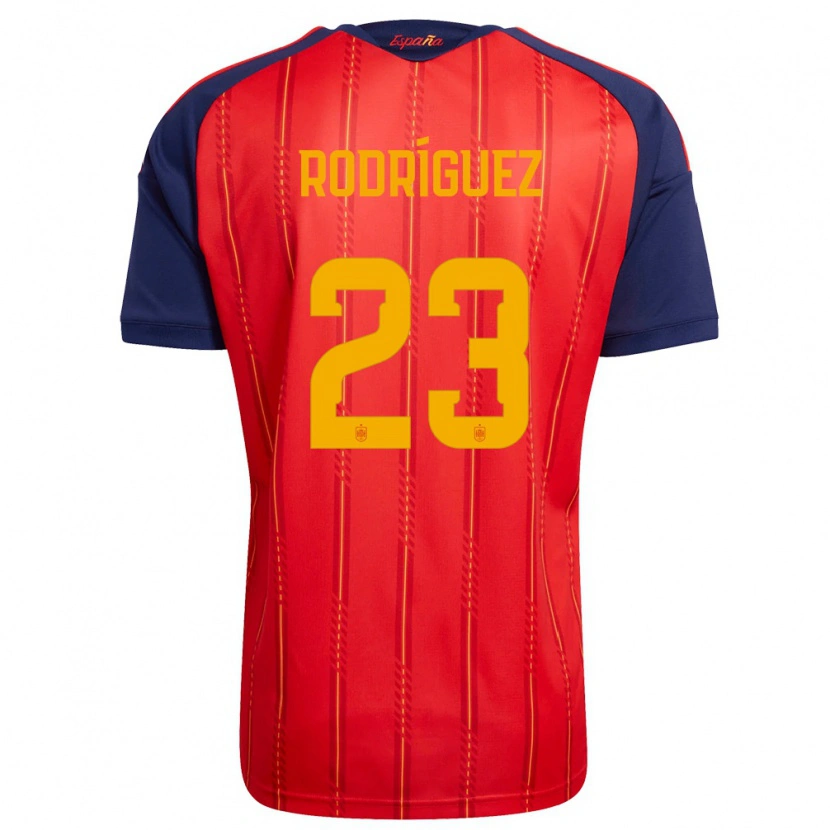 Danxen Mujer Camiseta España Misa Rodriguez #23 Rojo Marino Amarillo 1ª Equipación 26-28 La Camisa México