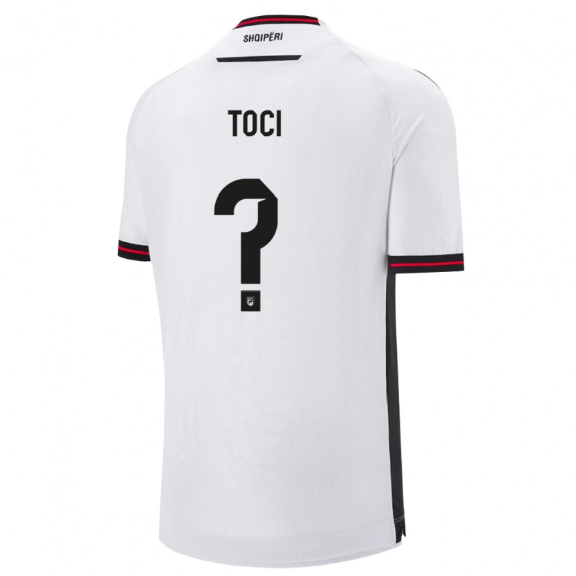 Danxen Mujer Camiseta Albania Eljon Toci #0 Blanco Negro 2ª Equipación 26-28 La Camisa México