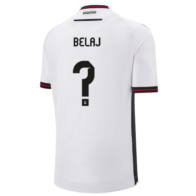 Danxen Mujer Camiseta Albania Gentian Belaj #0 Blanco Negro 2ª Equipación 26-28 La Camisa México
