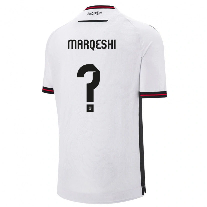 Danxen Mujer Camiseta Albania Ernesto Marqeshi #0 Blanco Negro 2ª Equipación 26-28 La Camisa México