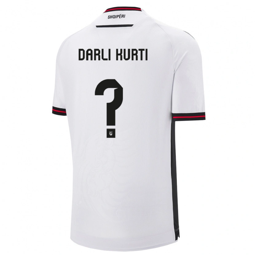Danxen Mujer Camiseta Albania Darli Kurti #0 Blanco Negro 2ª Equipación 26-28 La Camisa México