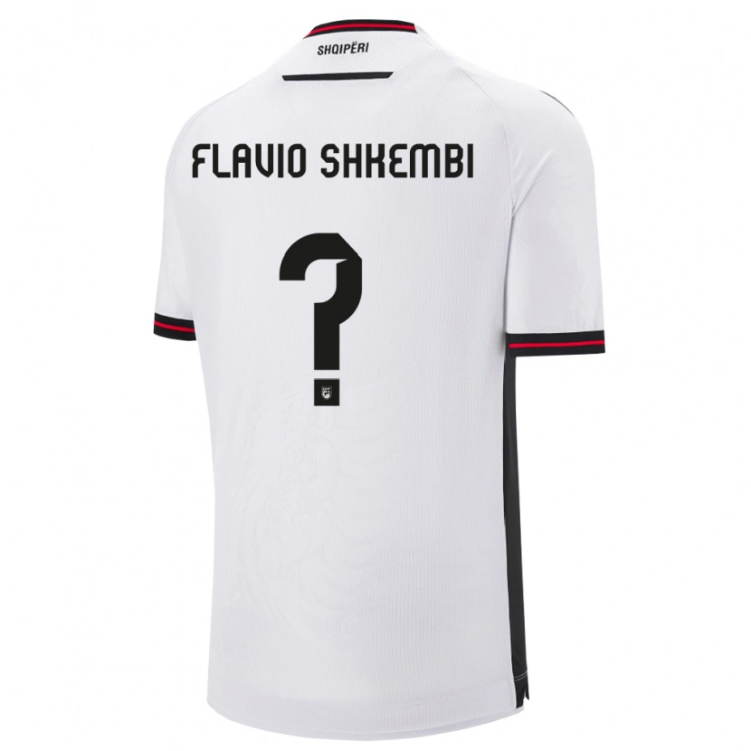 Danxen Mujer Camiseta Albania Flavio Shkembi #0 Blanco Negro 2ª Equipación 26-28 La Camisa México